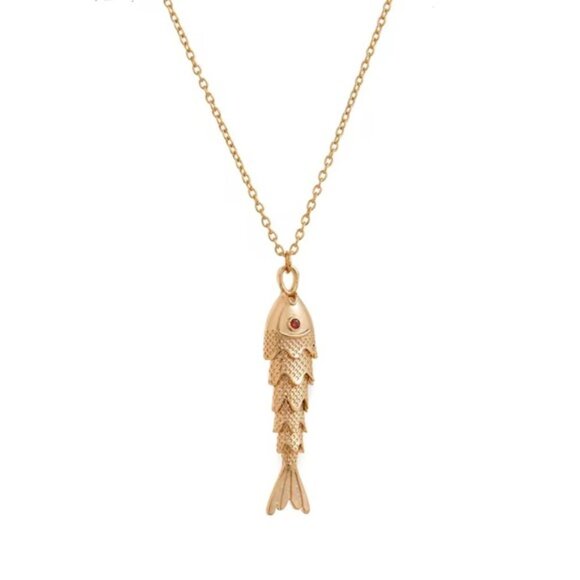 Gold Fish Pendant Necklace - Picture 4 of 10